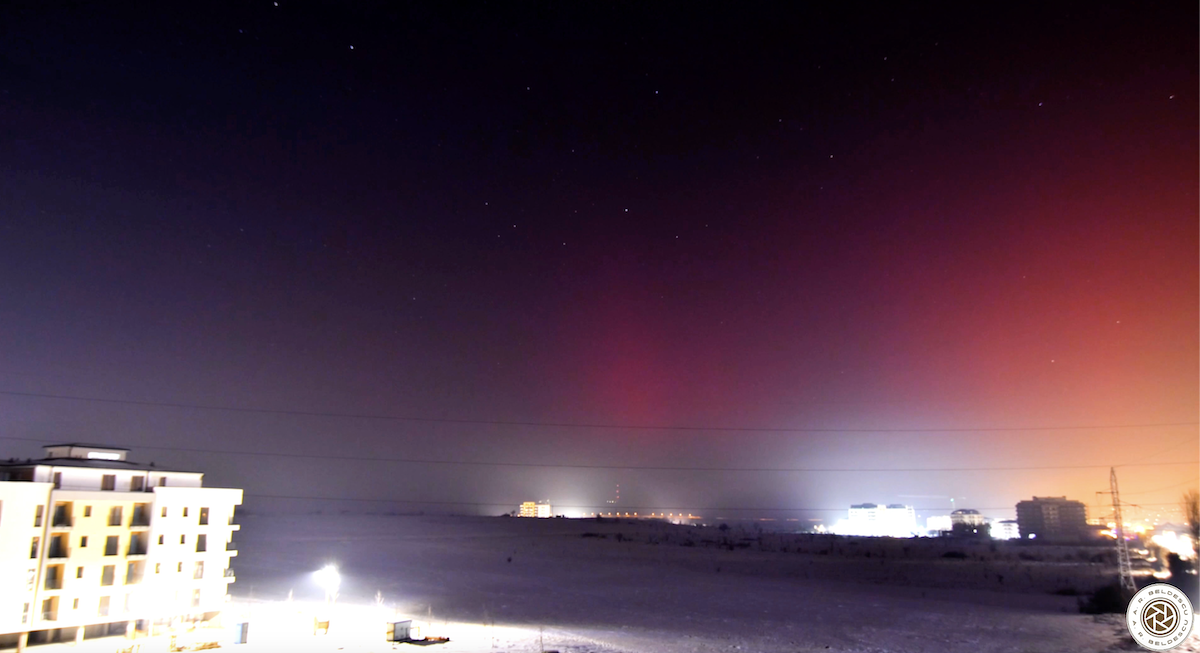 VIDEO Aurora boreală, surprinsă de un sibian din cartierul Turnișor: „Este magic”
