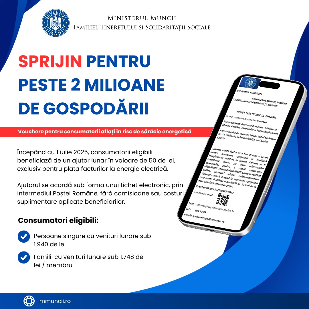 Tichetul electronic de energie poate fi obținut până la finalul anului