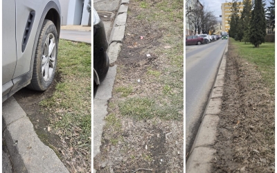 Hunyadi, consilierul local care a propus reducerea spațiului verde de pe Școala de Înot, pentru mașini, revine cu fotografii: „Să găsim soluții: reducem din trotuar sau din parcări”