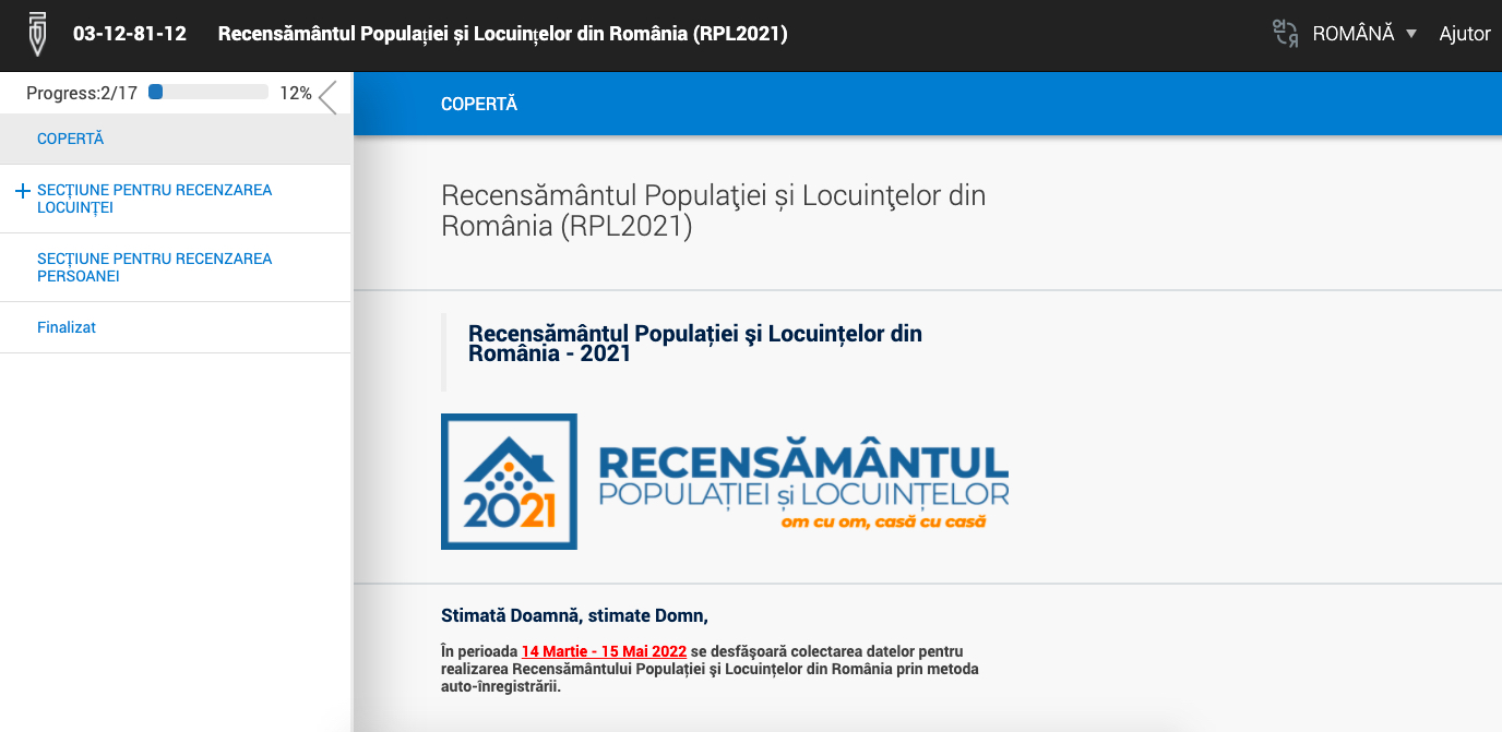 recensământ 2022 Sibiu formular persoane și locuințe