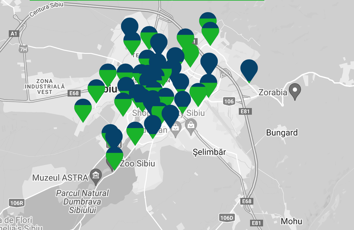 hartă parcări biciclete sibiu