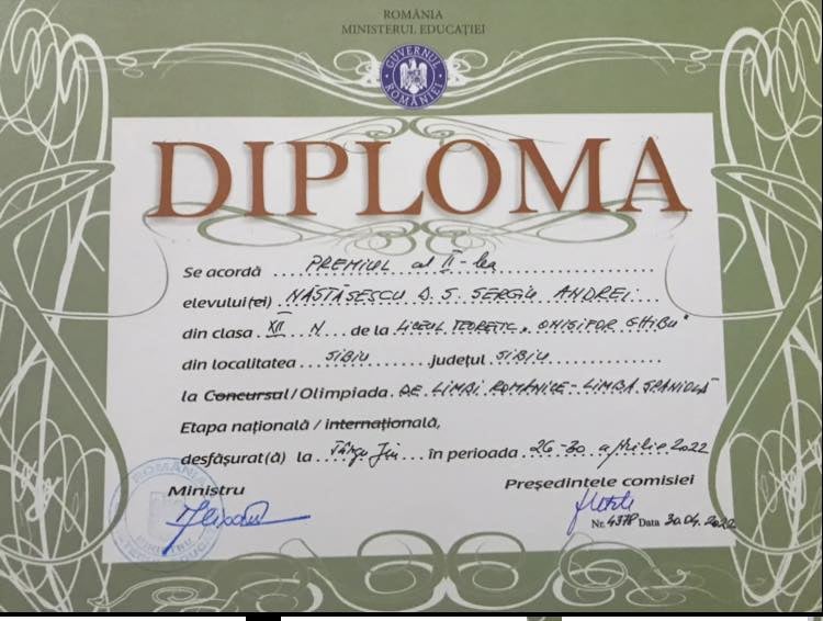 Diploma olimpiada de spaniola