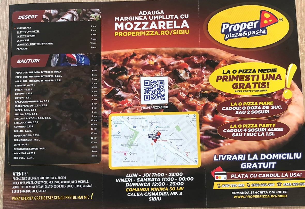 Proper pizza&pasta - singura pizzerie din Sibiu care pune la dispoziția clienților o bibliotecă
