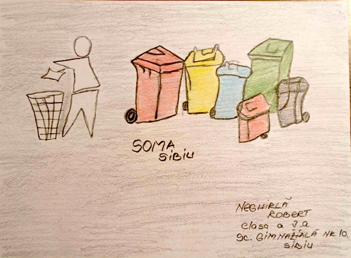 FOTO Lăsați elevii Sibiului să vă vorbească despre deșeuri. Și priviți-le desenele!