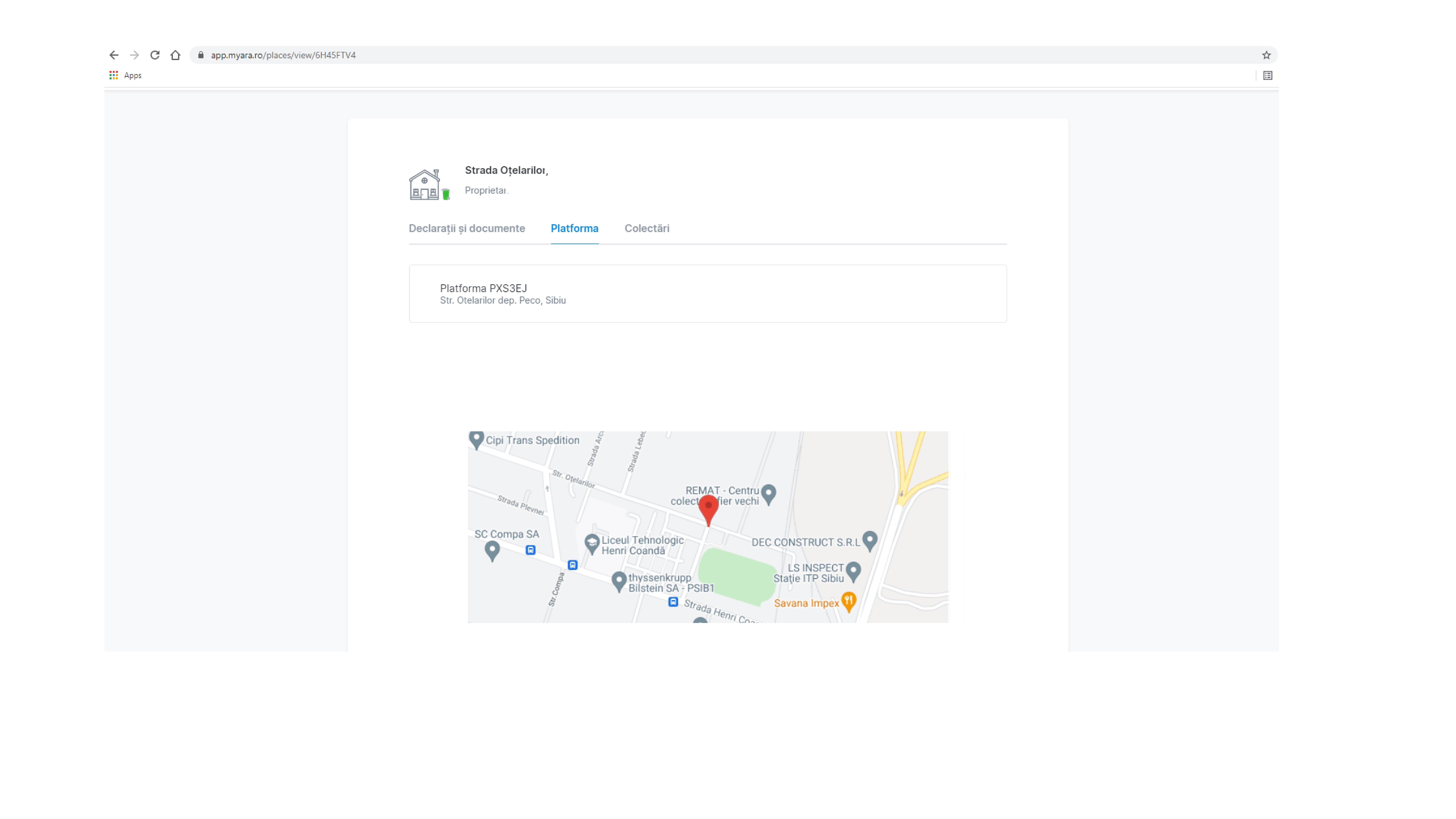 Platformă electronică pentru informații personalizate referitoare la serviciul și taxa de salubrizare