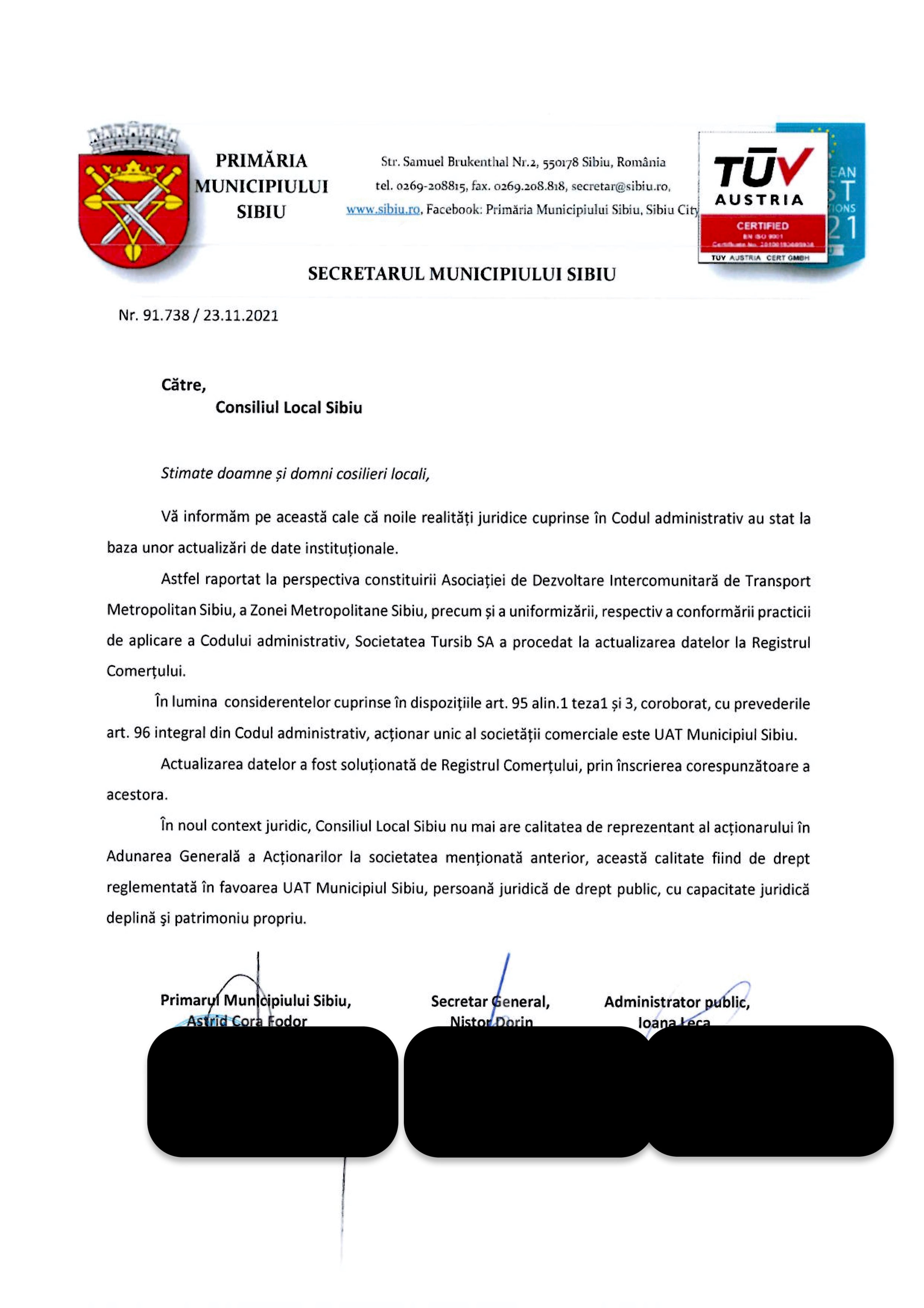 După ce au vrut să-i schimbe conducerea, consilierii Sibiului au fost scoși din acționariatul Tursib. Fodor, acuzată de lipsă de transparență
