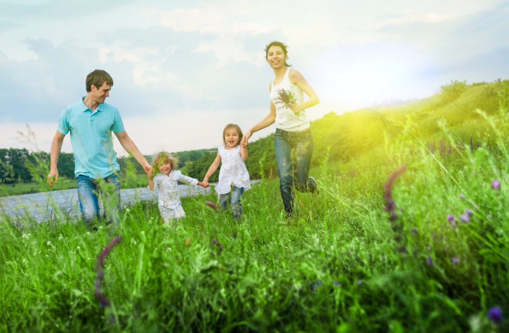 happy family having fun outdoors