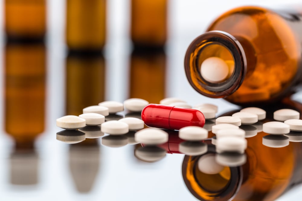 many tablets with container