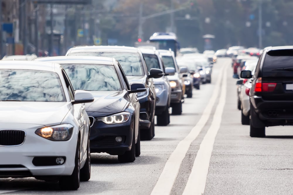 Traffic on the road, close-up view
