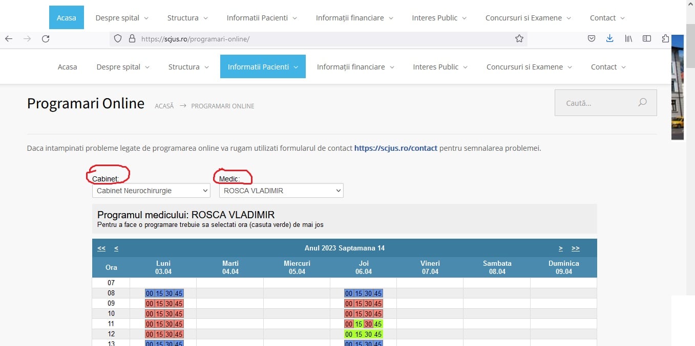 M-am programat prin telefon și online în Policlinica Spitalului Județean. A doua variantă poate fi mai rapidă