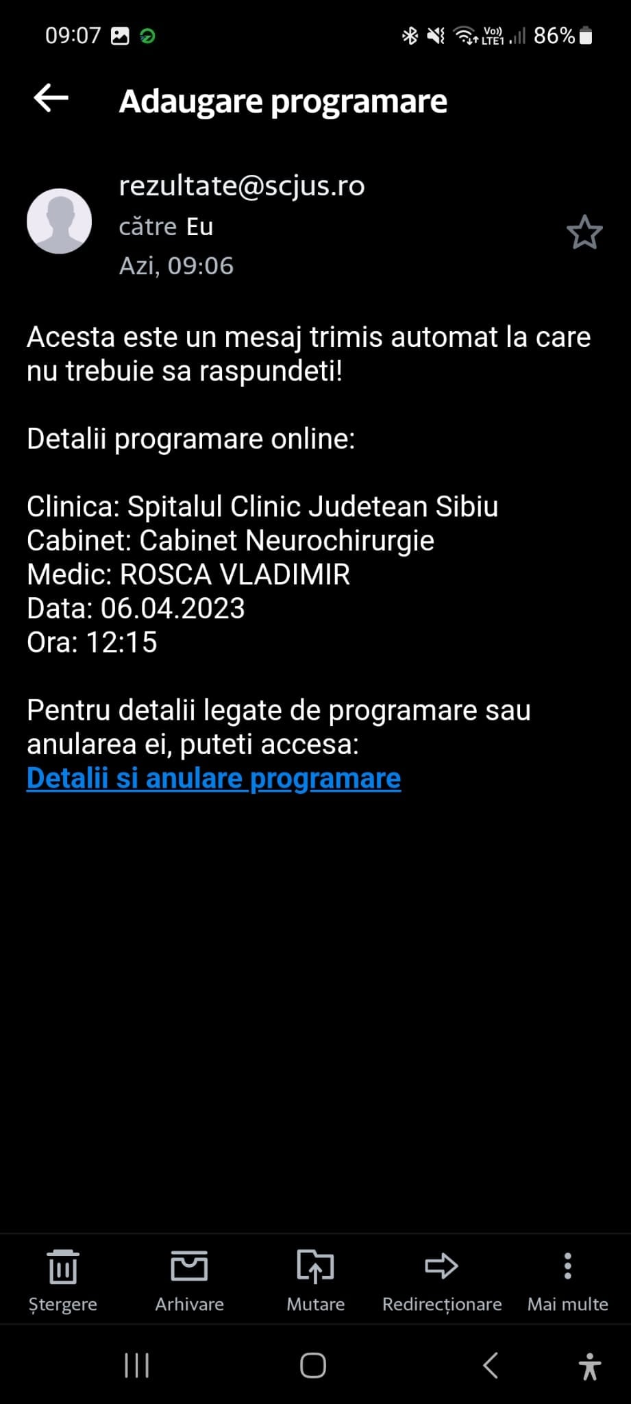 M-am programat prin telefon și online în Policlinica Spitalului Județean. A doua variantă poate fi mai rapidă