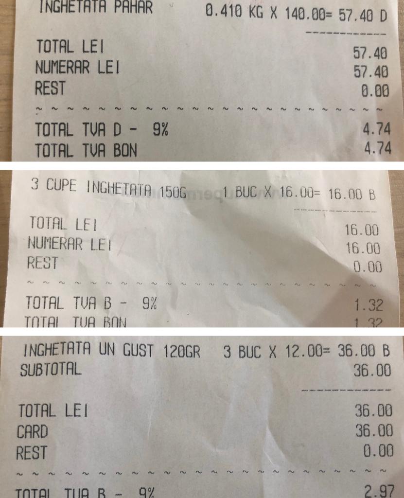 Cât costă o înghețată în centrul Sibiului: am plătit și aproape 60 de lei pentru trei cupe mari
