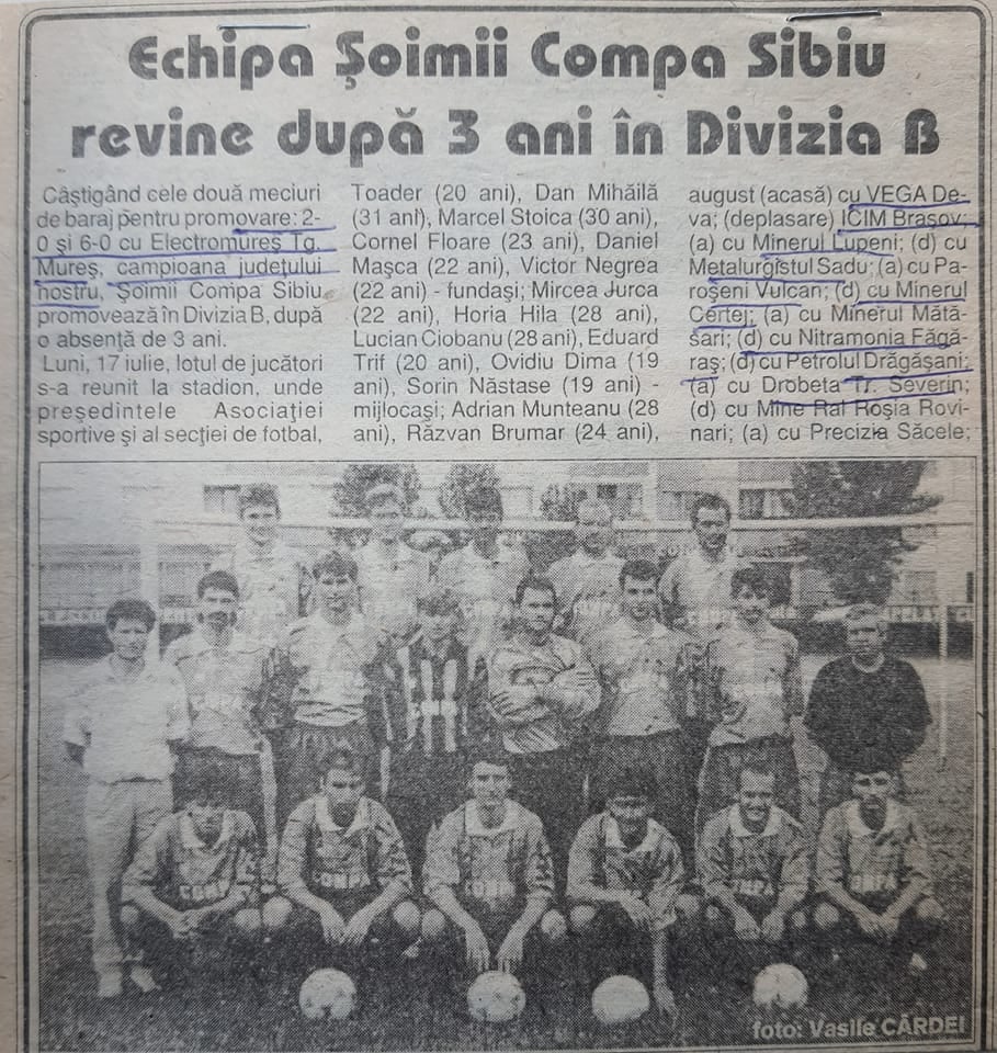 „Șoimii Sibiu”: O călătorie în imagini prin istoria echipei de fotbal. Cea mai veche fotografie prezentată datează din 1921