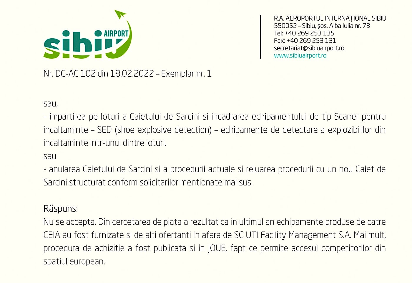 Aeroportul Sibiu: cum cinci scanere contestate ca fiind „cu dedicație” dau peste cap investiția de 64 de milioane de euro