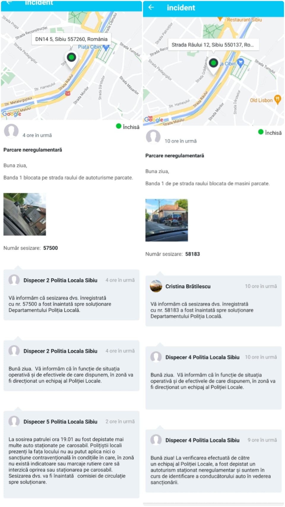 Banda 1 de pe strada Râului, blocată de mașini: este sau nu permisă oprirea? Explicațiile Poliției Locale