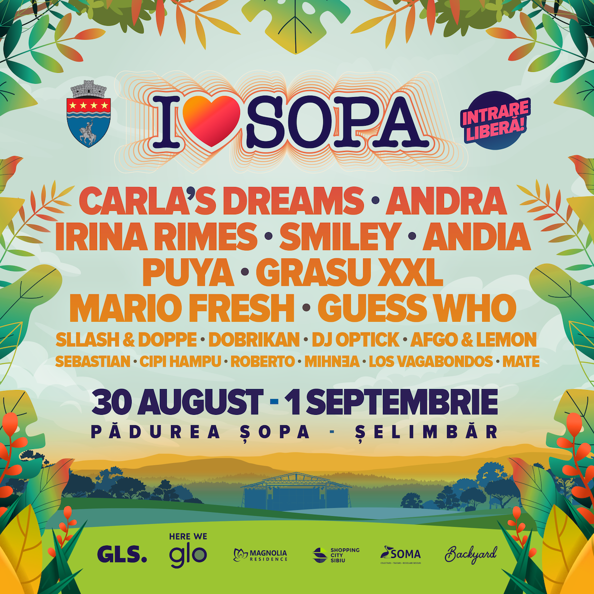 Cei mai tari artiști din România vin la ”I Love Șopa”. Concerte cu Andra, Carla's Dreams, Irina Rimes, Smiley, Andia, Grasu XXL, Puya, Mario Fresh și Guess Who la festivalul din Pădurea Șopa