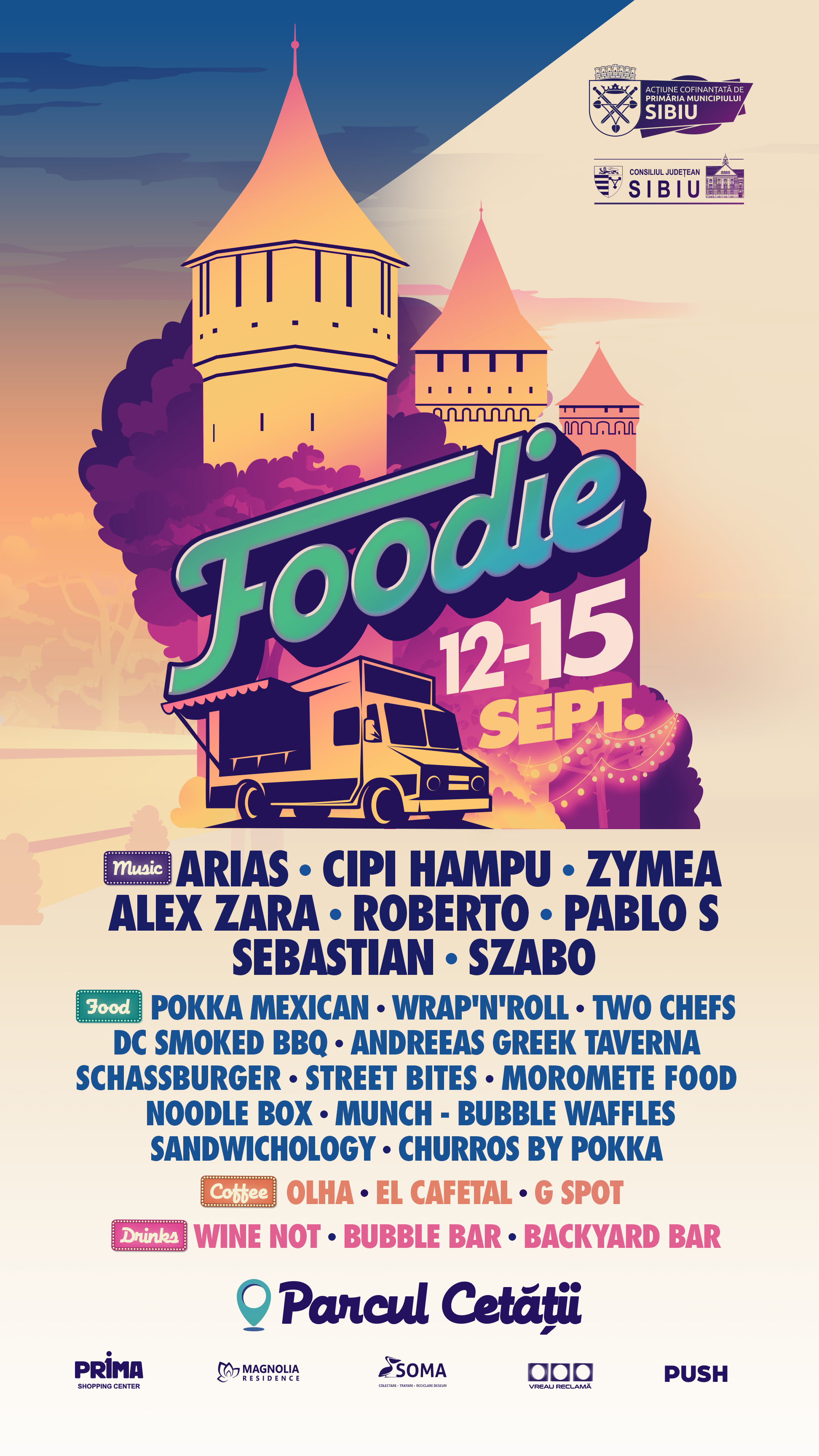 Răsfăț culinar la cel mai popular street food festival din Sibiu.  Zeci de food truck-uri vă dau întâlnire la Foodie, pe cea mai frumoasă stradă din oraș