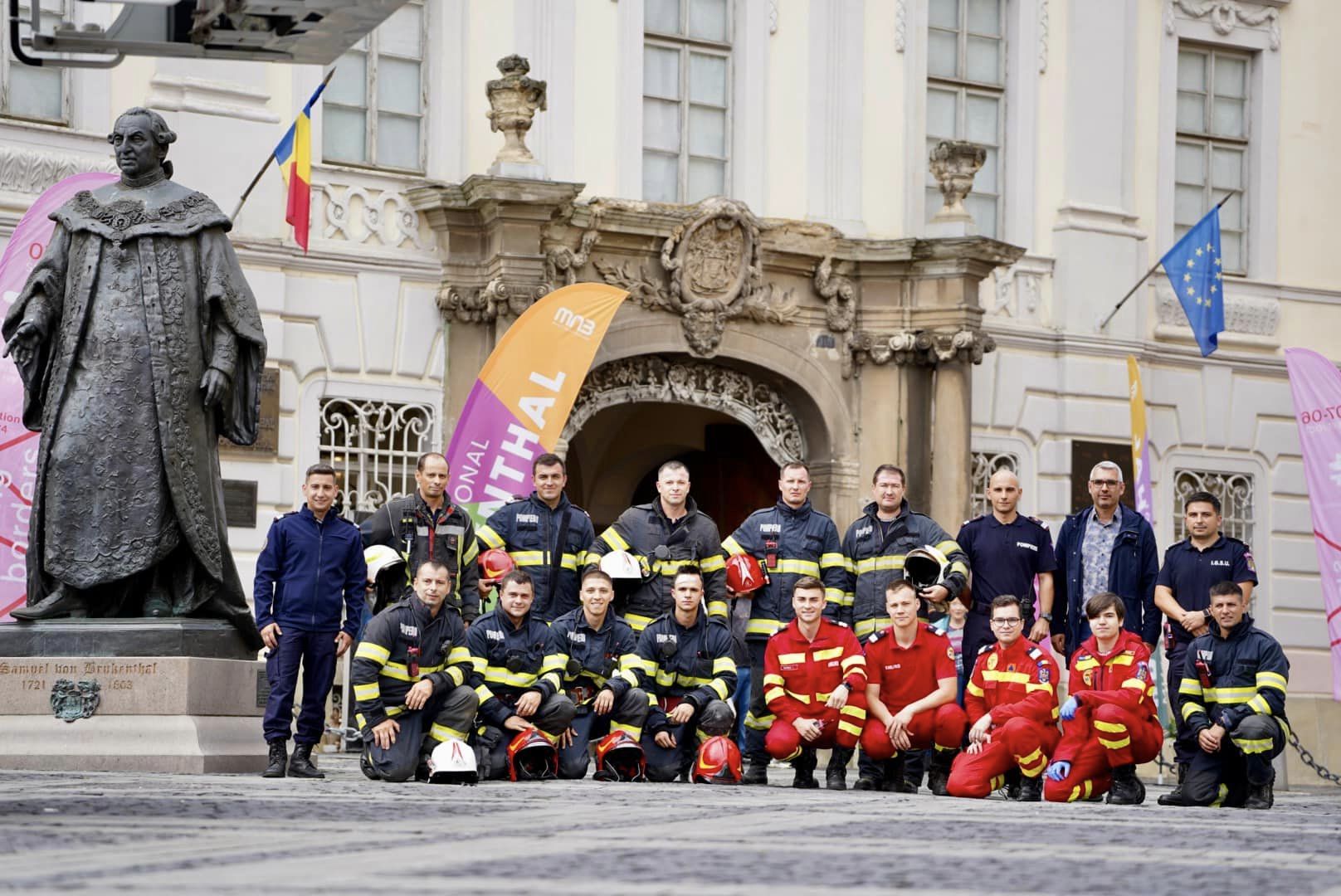 Actualizare. Exercițiu ISU la Brukenthal.  Au fost salvate persoane aflate la etajele superioare ale muzeului