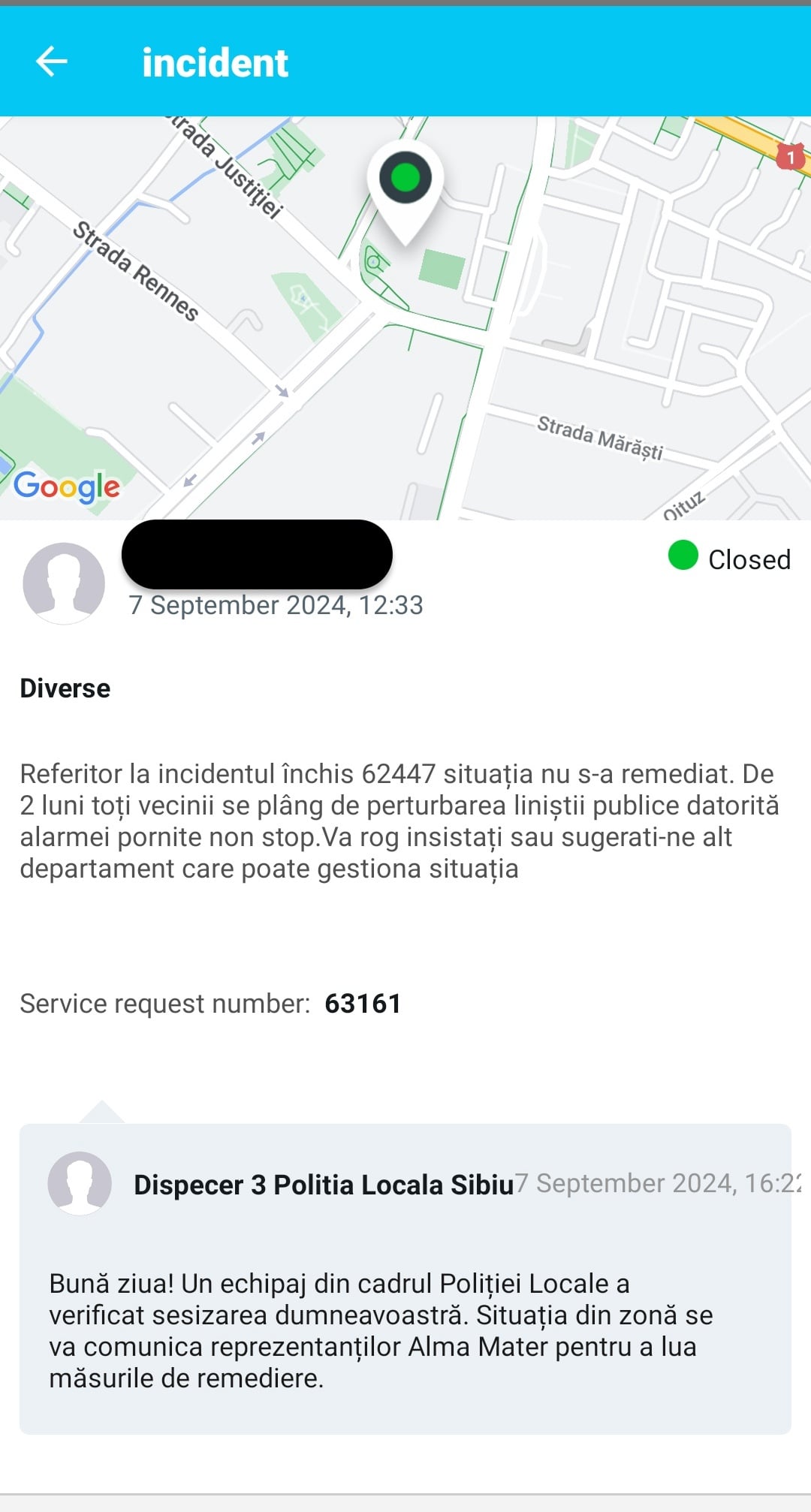 De două luni, o alarmă  amplasată între blocuri țiuie la fiecare 16 secunde. „Nu mai putem dormi noaptea cu geamul deschis”