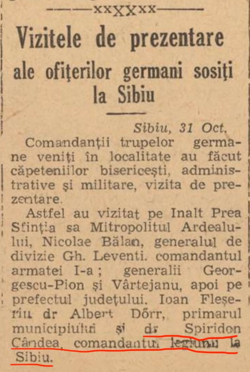 Lider al legionarilor sibieni, onorat post-mortem: o sală a Facultății de Teologie îi poartă numele. Spiridon Cândea a scos un ziar legionar, a păstrat arhiva mișcării și a fost informator al Securității