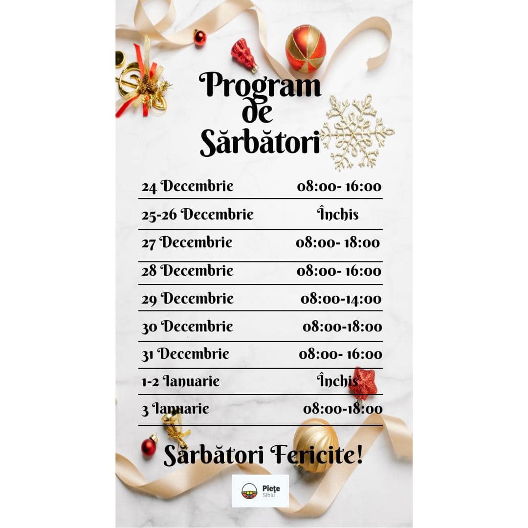 Programul piețelor din Sibiu de sărbători
