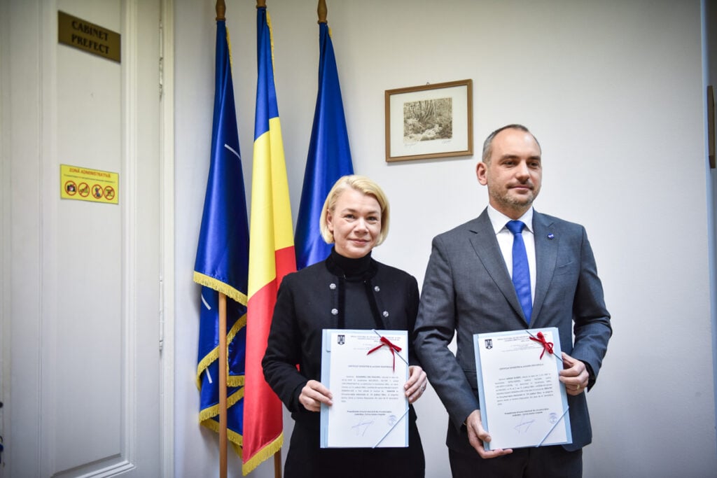 Ruxandra Cibu-Deaconu și Adrian Echert, cei doi parlamentari USR de Sibiu. Foto: arhiva turnulsfatului.ro