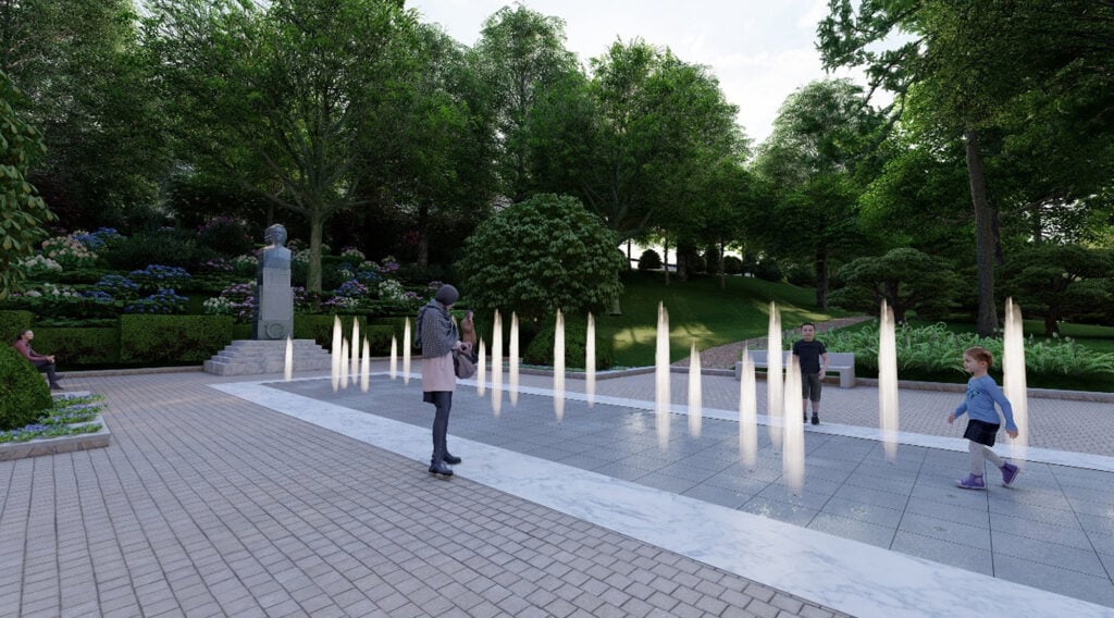 Propunere pentru zona în care este amplasat bustul lui Mihai Eminescu. Sursa simulării: Primăria Sibiu