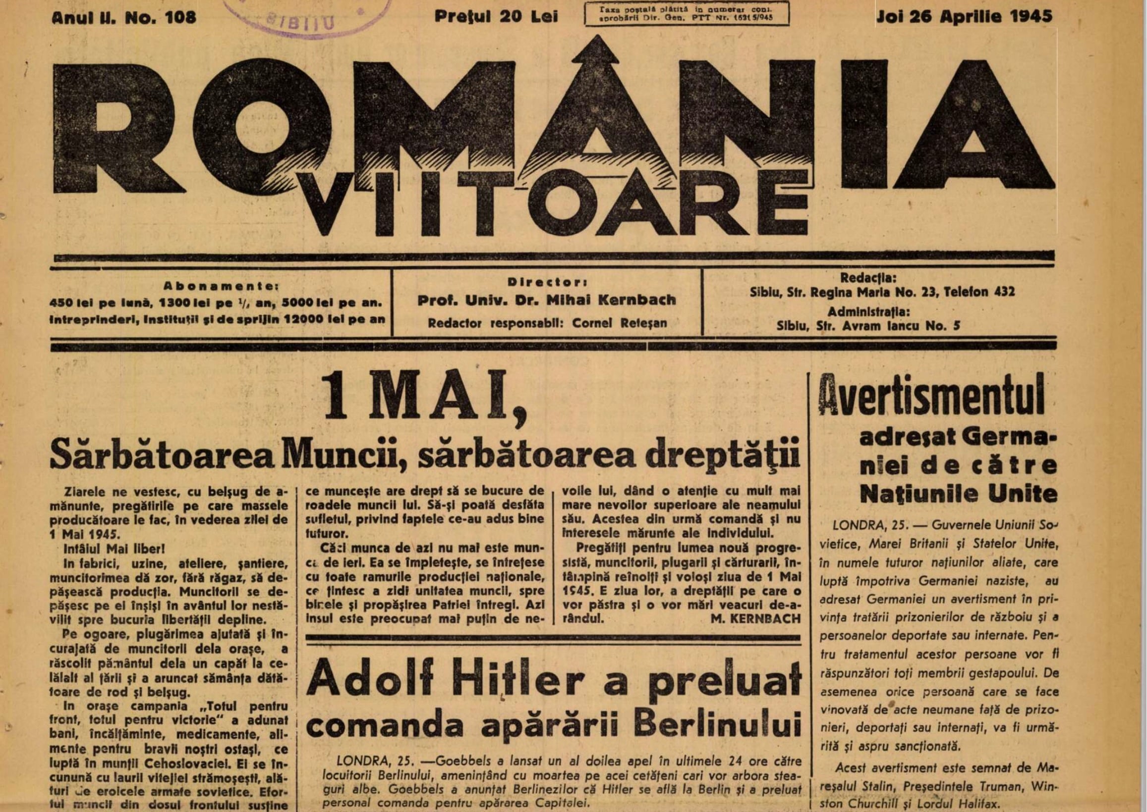 FOTO Ultimii 80 de ani de „1 Mai” la Sibiu: de la mitingurile de 30 de mii de oameni din anii 50, la apatia din anii 90 și micii din Dumbrava anilor 2000. În 1945: ”Pregătiţi-vă pentru lumea nouă, progresistă!”