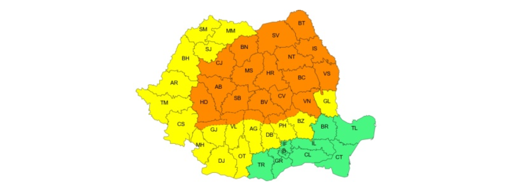 Cod portocaliu de vijelii puternice, grindină și ploi torențiale vineri, începând cu ora 12, în tot județul Sibiu