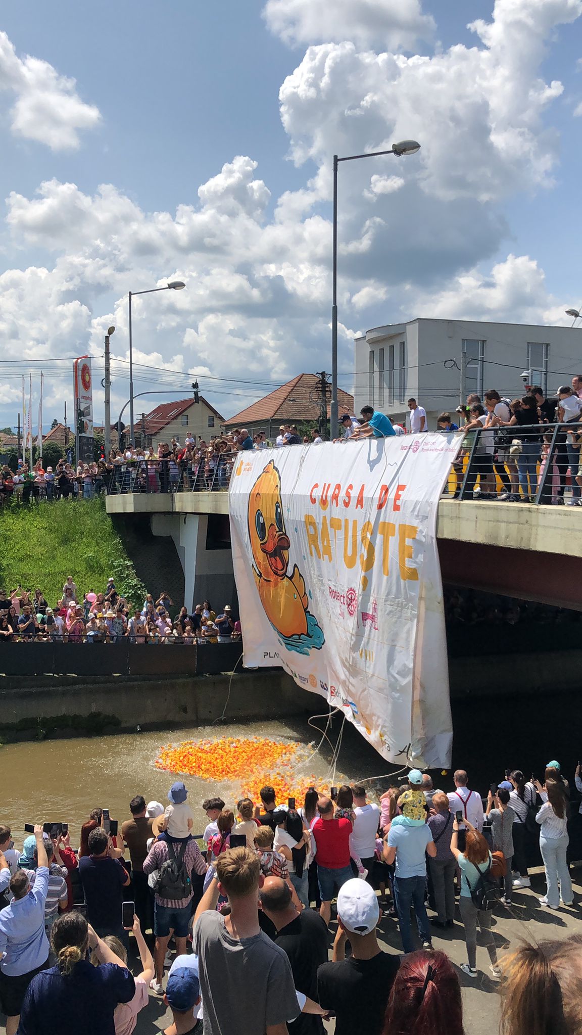 „Copiii o așteaptă nerăbdători în fiecare an”. Cursa de rățuște a strâns sute de sibieni pe malurile Cibinului