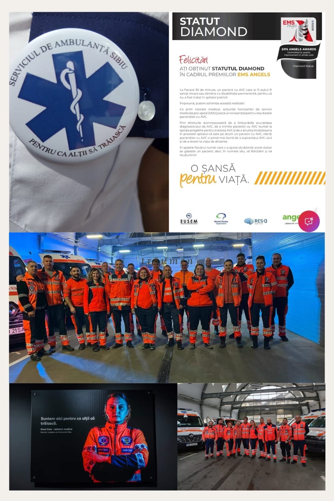 Serviciul de Ambulanță Județean Sibiu, premiat pentru excelență în îngrijirea pacienților cu accident vascular cerebral: „Am învățat să recunoaștem un AVC și să acționăm rapid”
