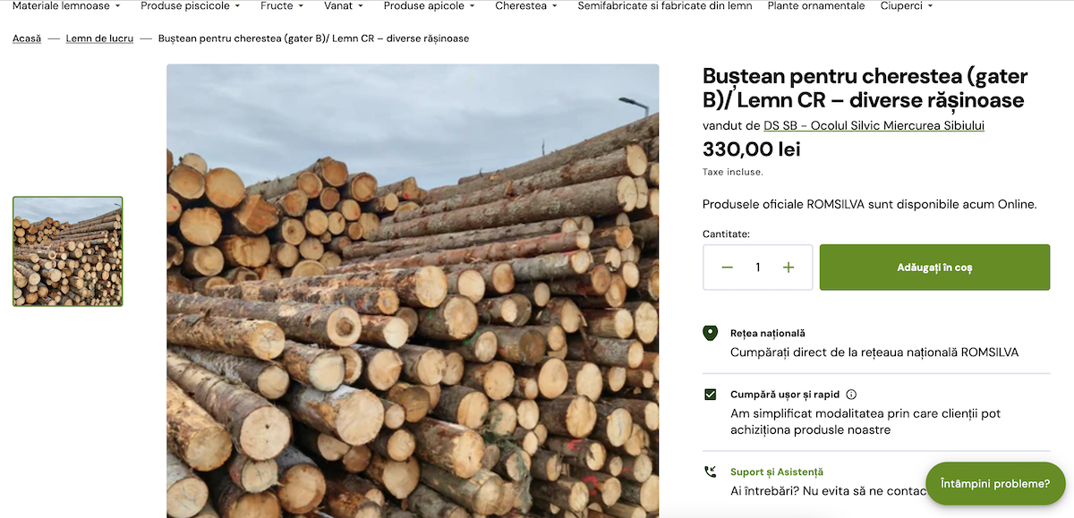 Romsilva și-a făcut magazin online. Din Sibiu pot fi comandate lemne pentru foc. În stoc mai sunt produse apicole și fructe