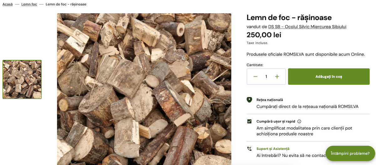Romsilva și-a făcut magazin online. Din Sibiu pot fi comandate lemne pentru foc. În stoc mai sunt produse apicole și fructe