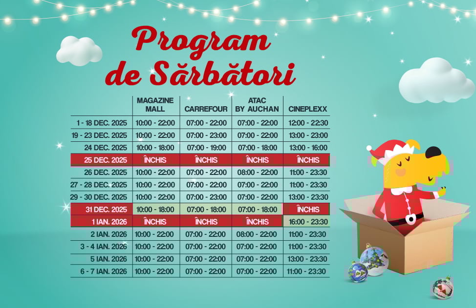 Programul de Anul Nou al marilor magazine, piețe și centre comerciale din Sibiu