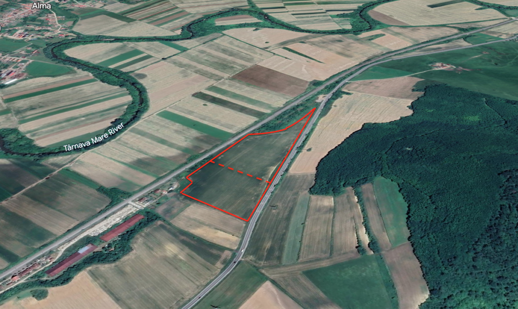 Locația parcului fotovoltaic de la Ațel. Foto: Google Earth