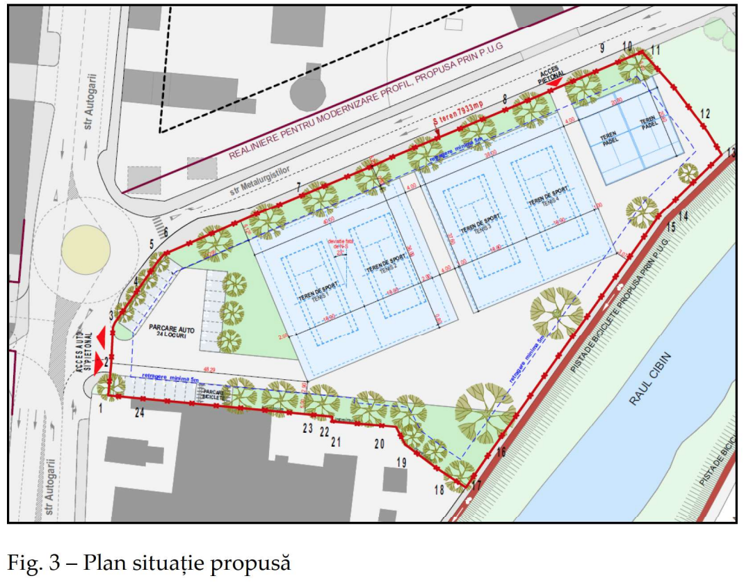 Investiție privată pe malul Cibinului, care nu înseamnă blocuri: terenuri de tenis și padel. O platformă betonată va fi transformată în zonă de sport și agrement