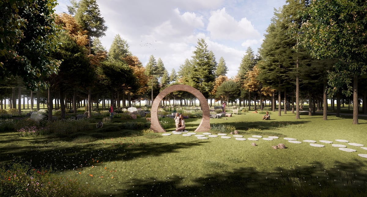 Simulare a unui portal propus a fi amplasat în parcul Sub Arini. Sursa foto: Primăria Sibiu