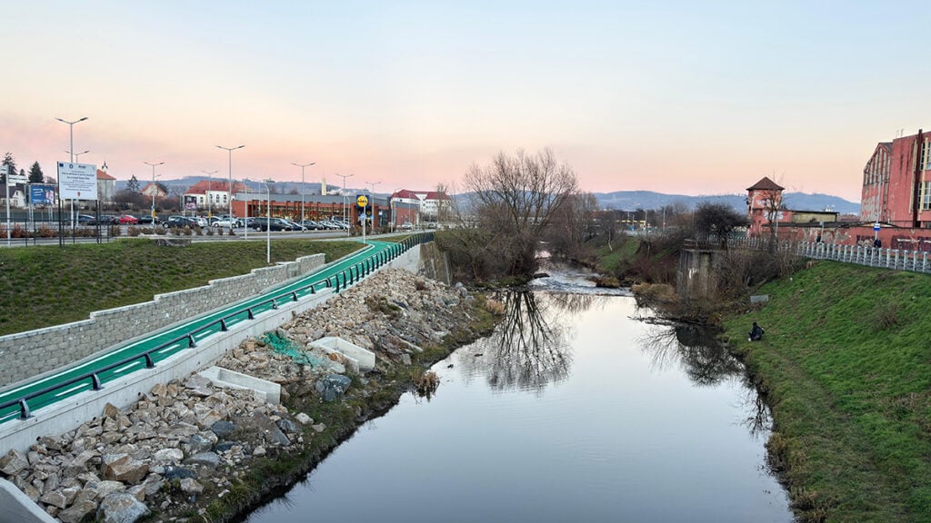 Ursul a fost văzut pe malul Cibinului. Foto: arhiva turnulsfatului.ro
