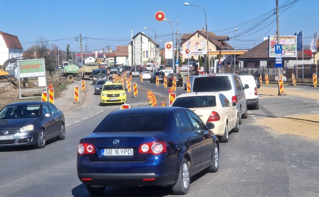 calea surii mari sibiu masini santier aglomeratie