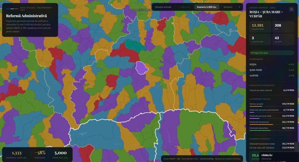 Sursa foto: aplicație comasare UAT // Facebook / Cosette Chichirău