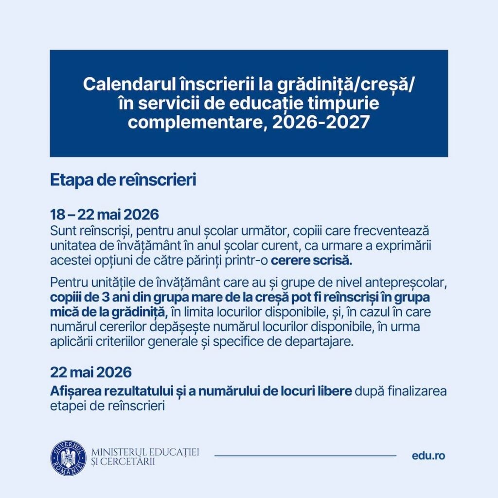 calendar inscriere 18 - 22 mai