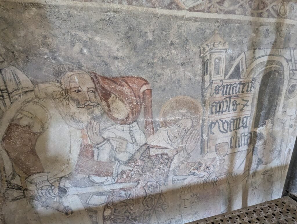 Detaliu al frescei din Șmig. Sursa foto: Facebook / Daniela Cîmpean