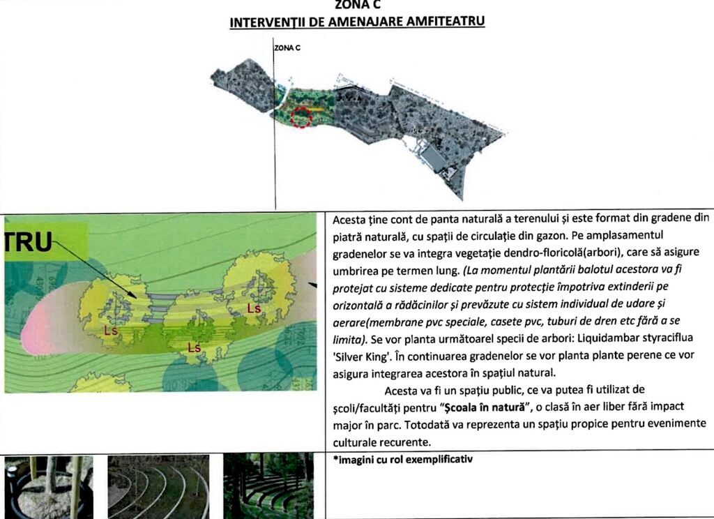Zona C și detalii despre amfiteatru. Sursa foto: documentația licitației