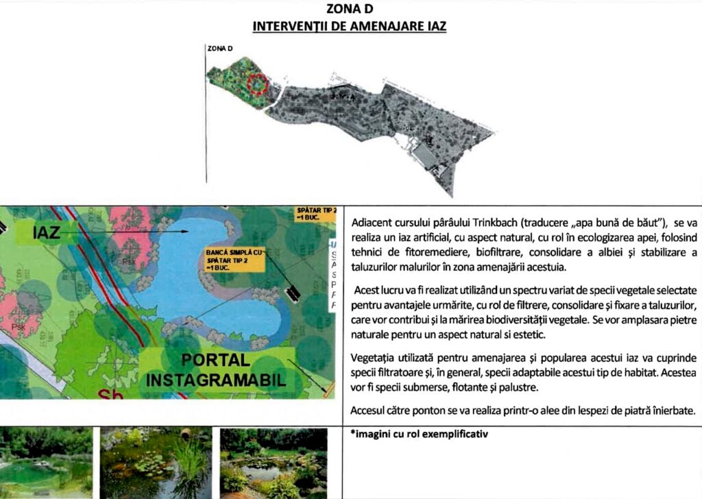 Zona D și detalii despre iaz. Sursa foto: documentația licitației