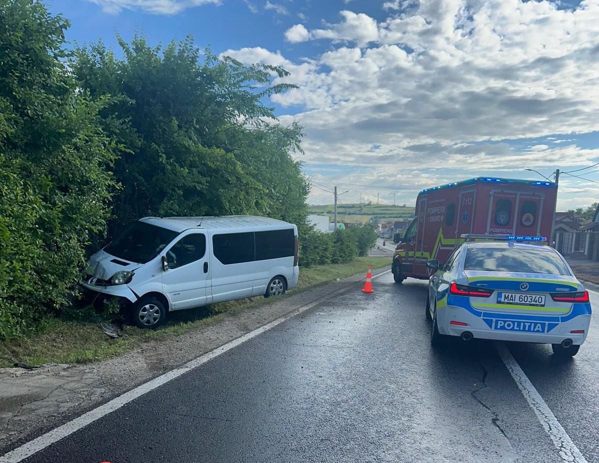 Accident la intrare în Șura Mare/Foto: IPJ Sibiu