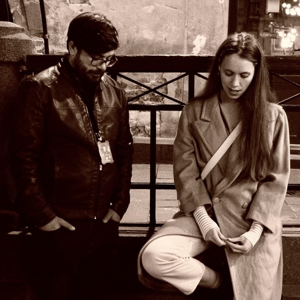 Viviane Havrila și Alexandru Ioan Savu, la filmări