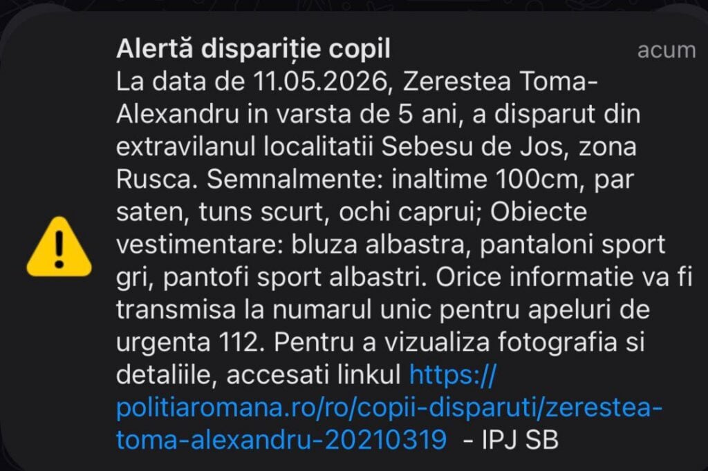 ro alert copil disparut