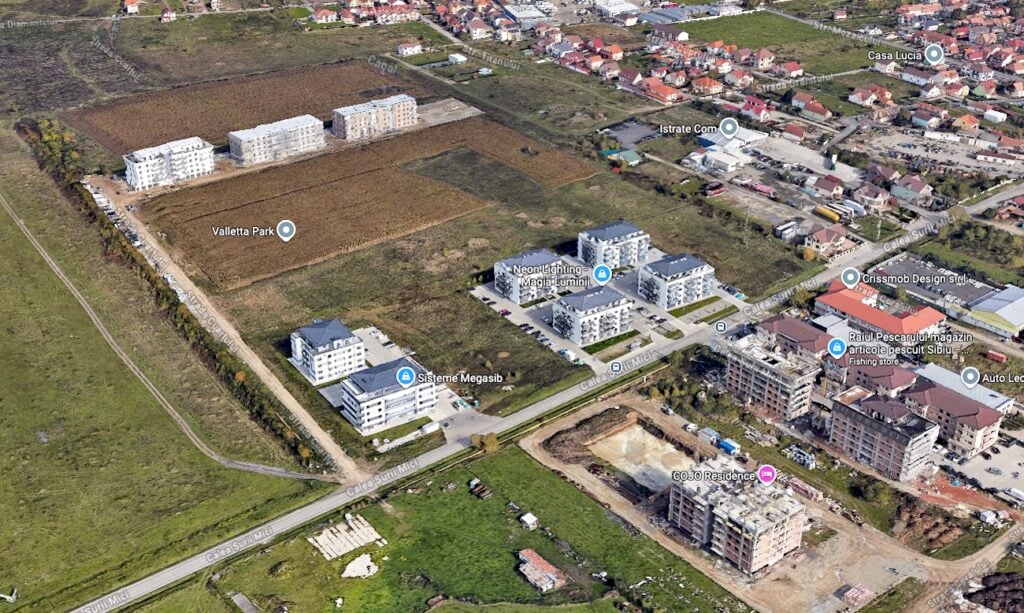 Calea Șurii Mici a devenit principala zonă de dezvoltare imobiliară a Sibiului. Sursa foto: Google Maps