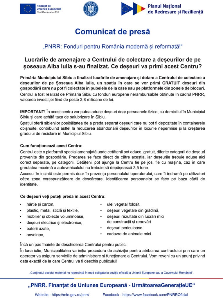 comunicat de presă RGB