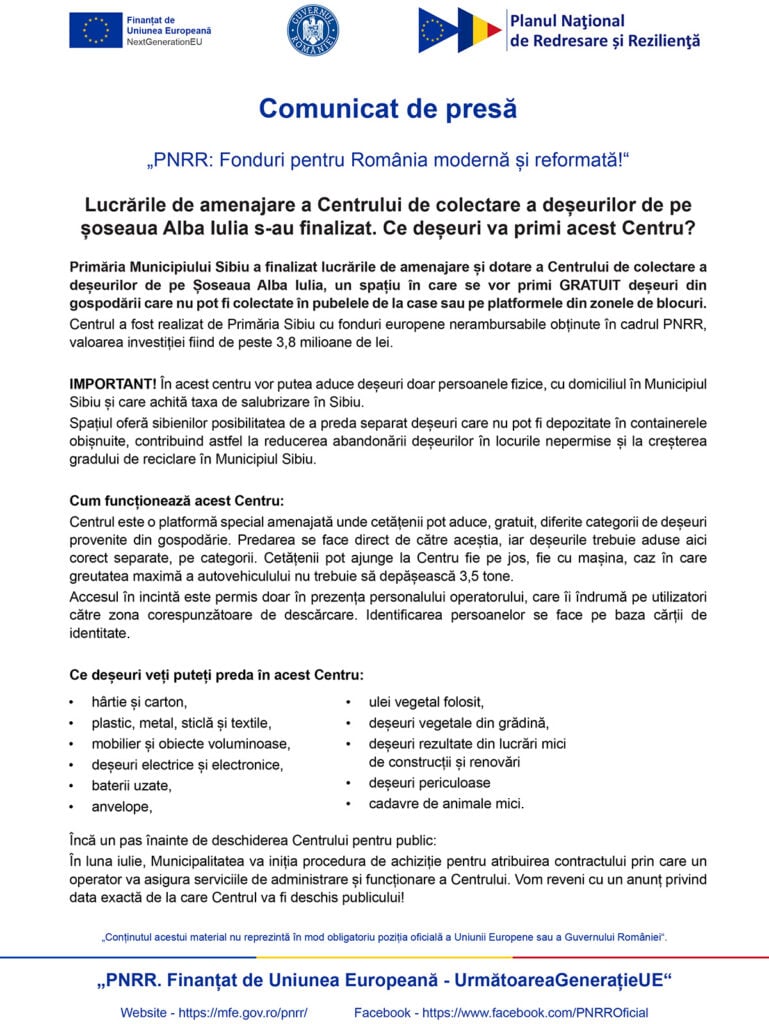 comunicat de presă RGB